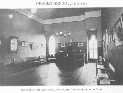 Philomathean Society meeting room in College Hall, c. 1913