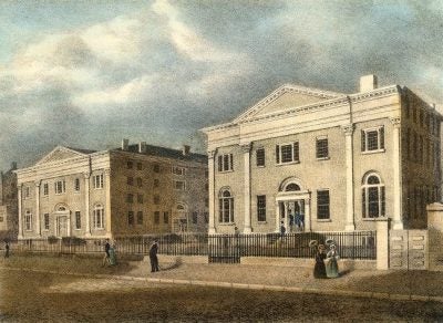 Penn's campus from 1829-1871, at Ninth and Market Streets