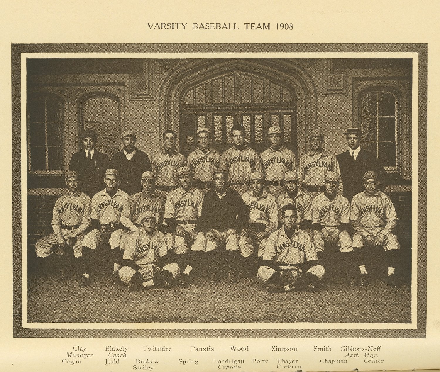 Varsity baseball team, 1908