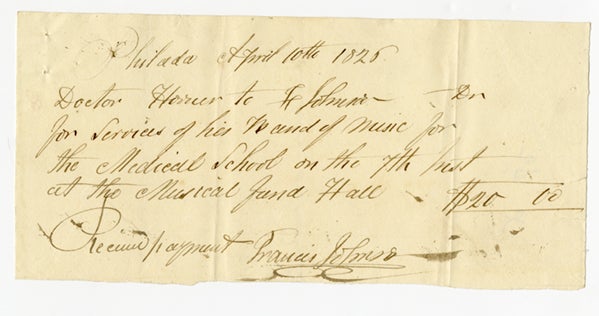 Bill for music in 1826