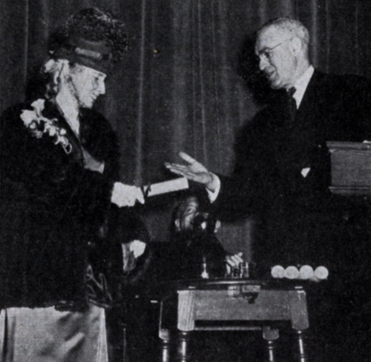 Laura Ruth Murray Klein receiving Alumni Award of Merit, January 1949