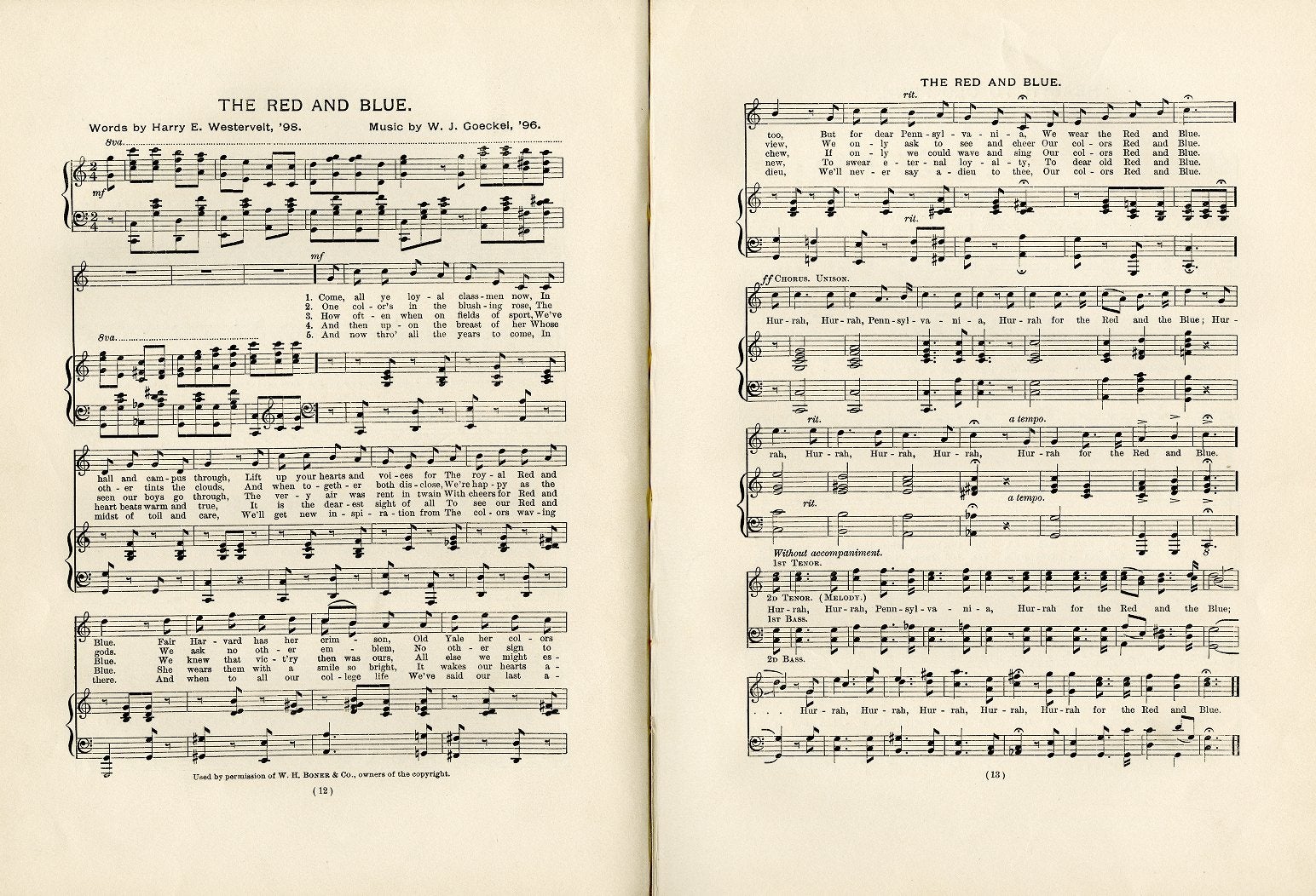 "The Red and Blue," music and lyrics
