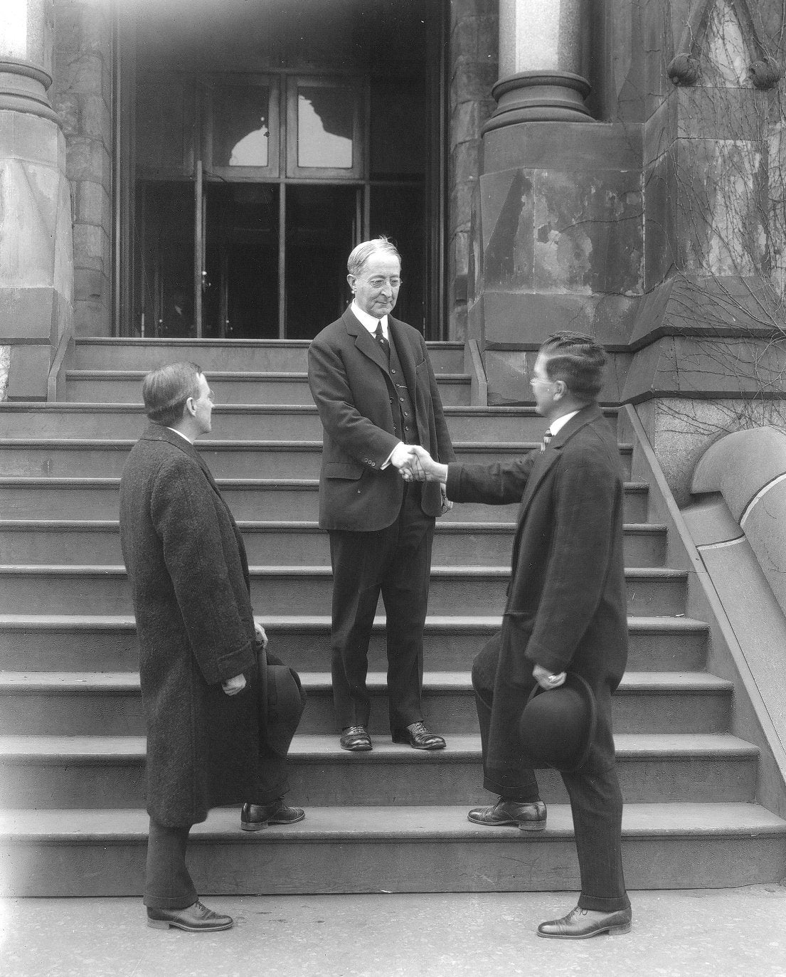 Josiah Harmar Penniman in front of College Hall, c. 1925