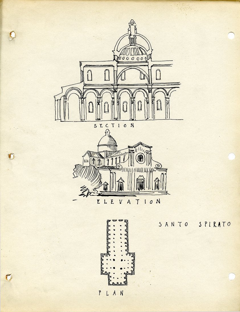 Church of Santo Spirito, architectural rendering by Warren Aubrey Chesterman, c. 1924