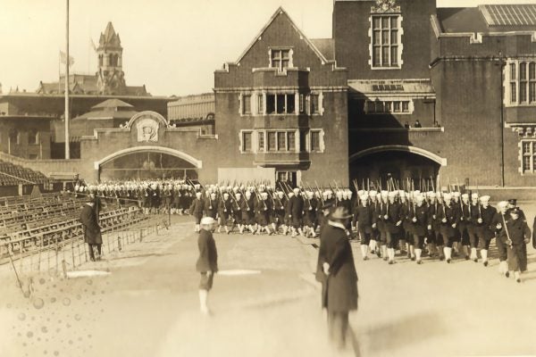 World War I, Student Army Training Corps, Naval Unit, drilling on Franklin Field, 1918