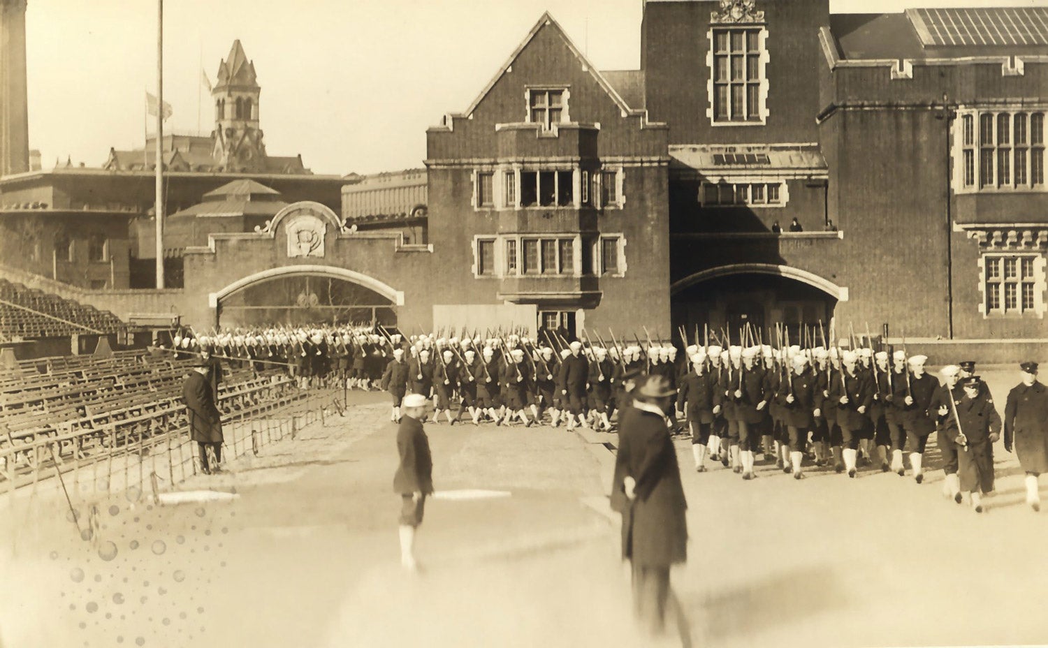 World War I, Student Army Training Corps, Naval Unit, drilling on Franklin Field, 1918