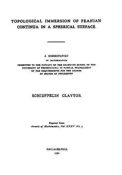 William Waldron Schieffelin Claytor, dissertation, 1934