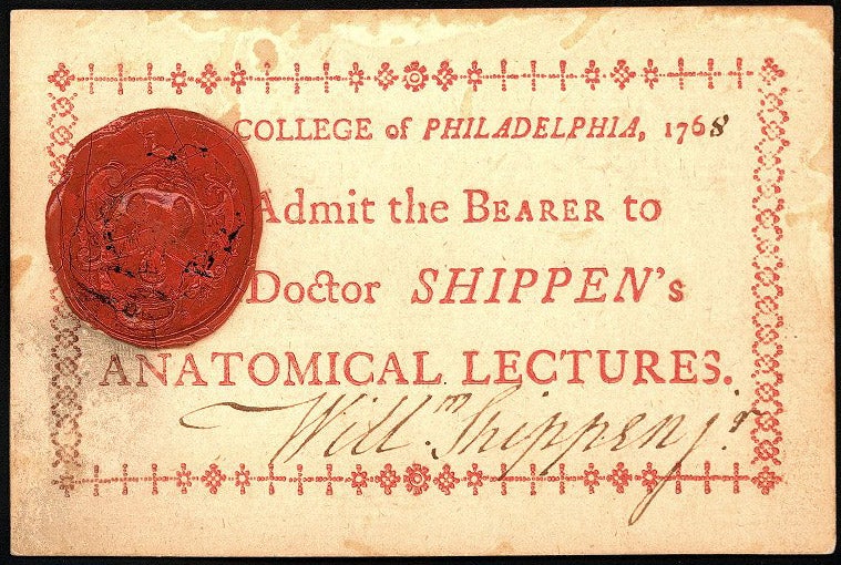Admission ticket, William Shippen