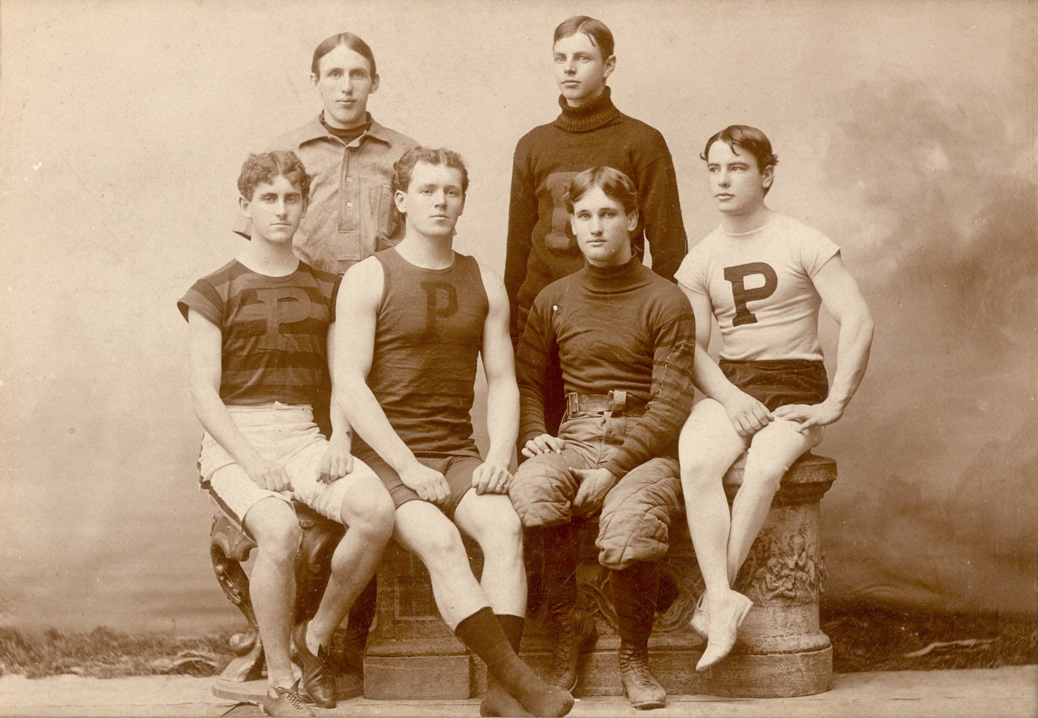Five varsity sports captains, 1895
