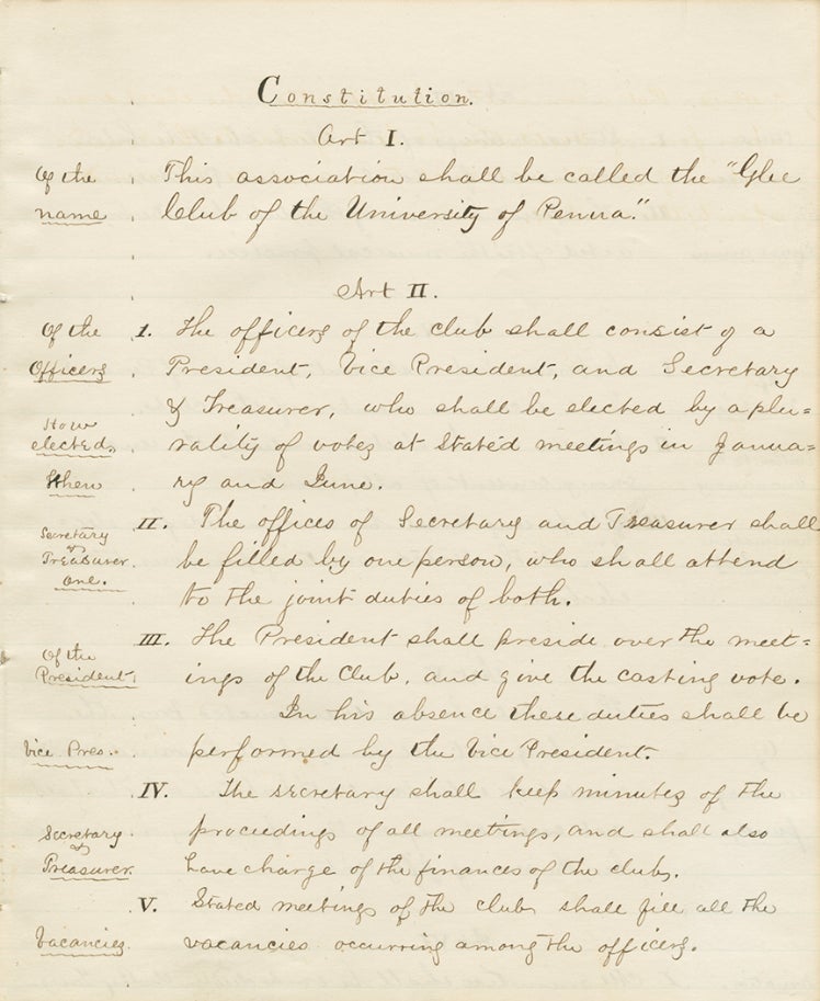 Glee Club, Original Constitution, 1862