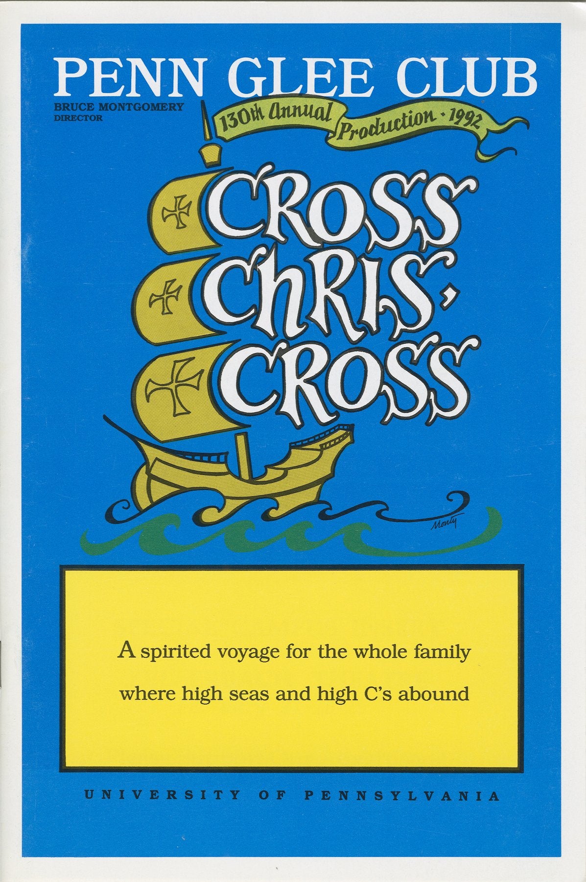 Glee Club's 1991-1992 production, Cross Chris, Cross, program cover
