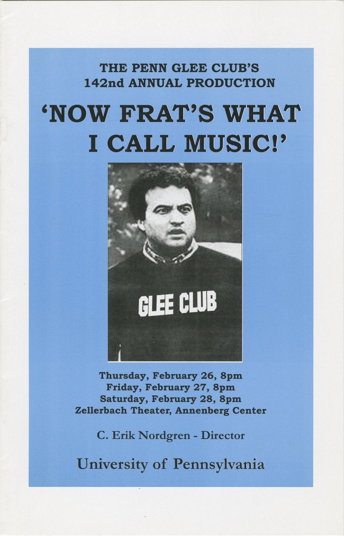 Glee Club's 2003-2004 production, Now Frat's What I Call Music!, program cover