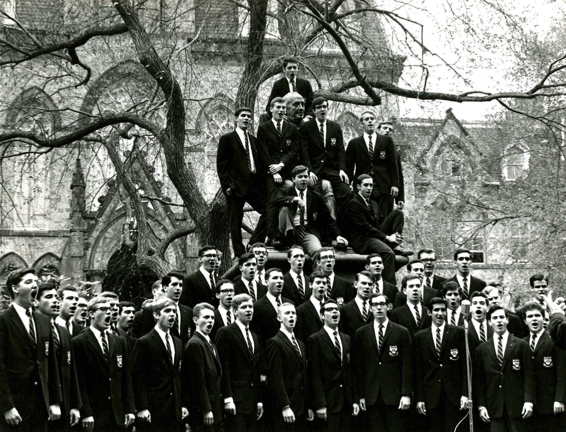 Glee Club in front of College Hall, President