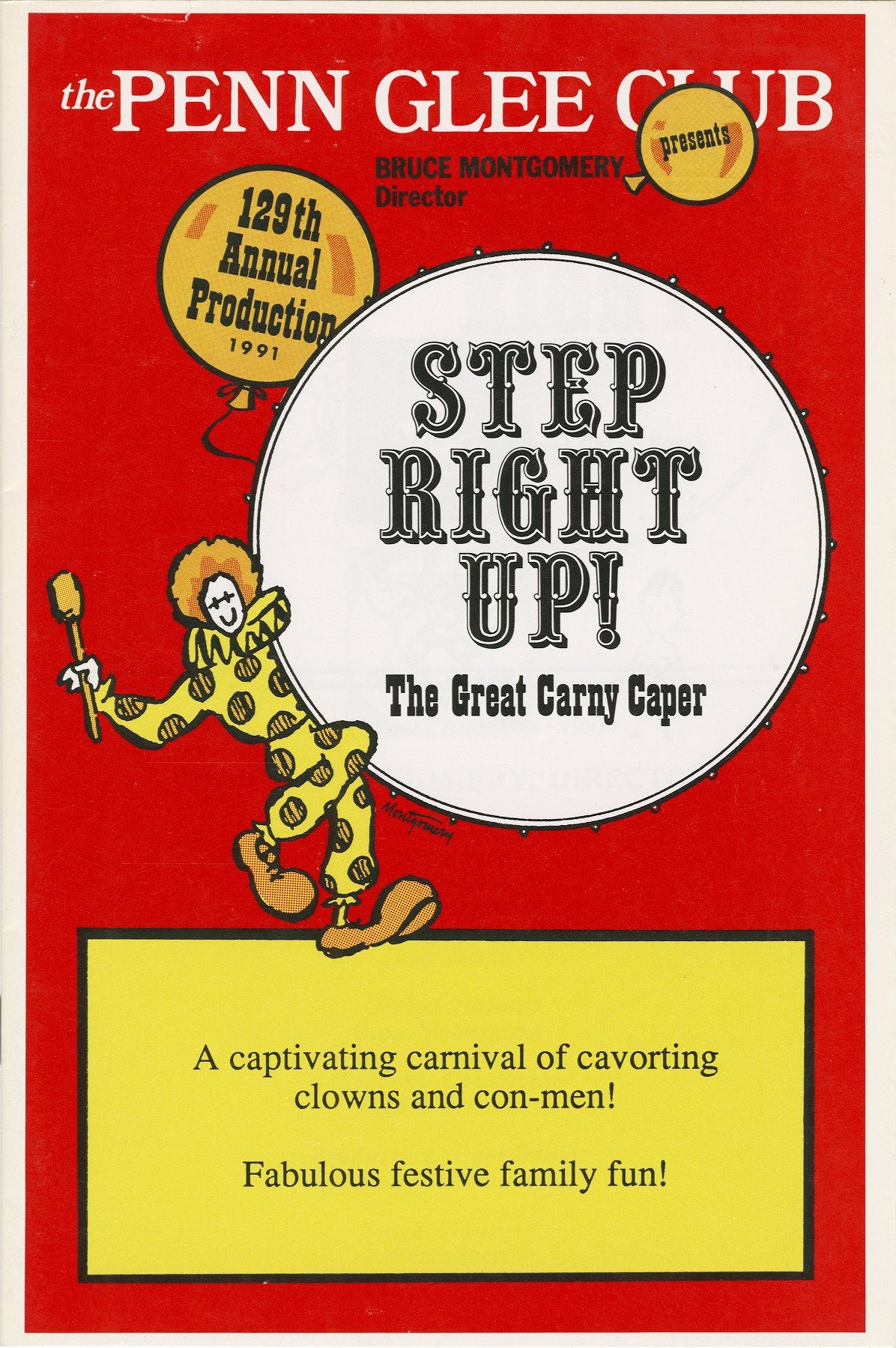 Glee Club's 1990-1991 production, Step Right Up!, program cover