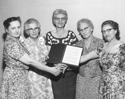 School of Social Work faculty after presentation of special citation to Dr. Jessie Taft, 1959