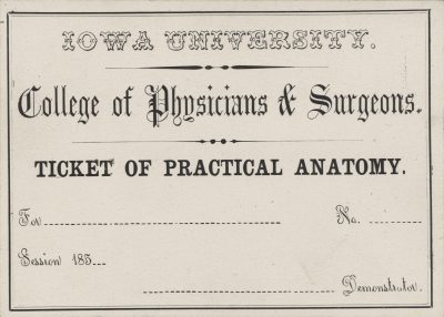 Iowa University College of Physicians and Surgeons, medical lecture ticket, 185_