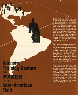 "Intensive Training Center for Workers in the Inter-American Field," front cover of a brochure, 1942