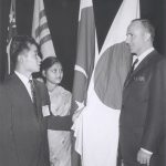 Jack D. Burke with foreign students, Y. Takenaka(Japan) and Rosy Nagi
