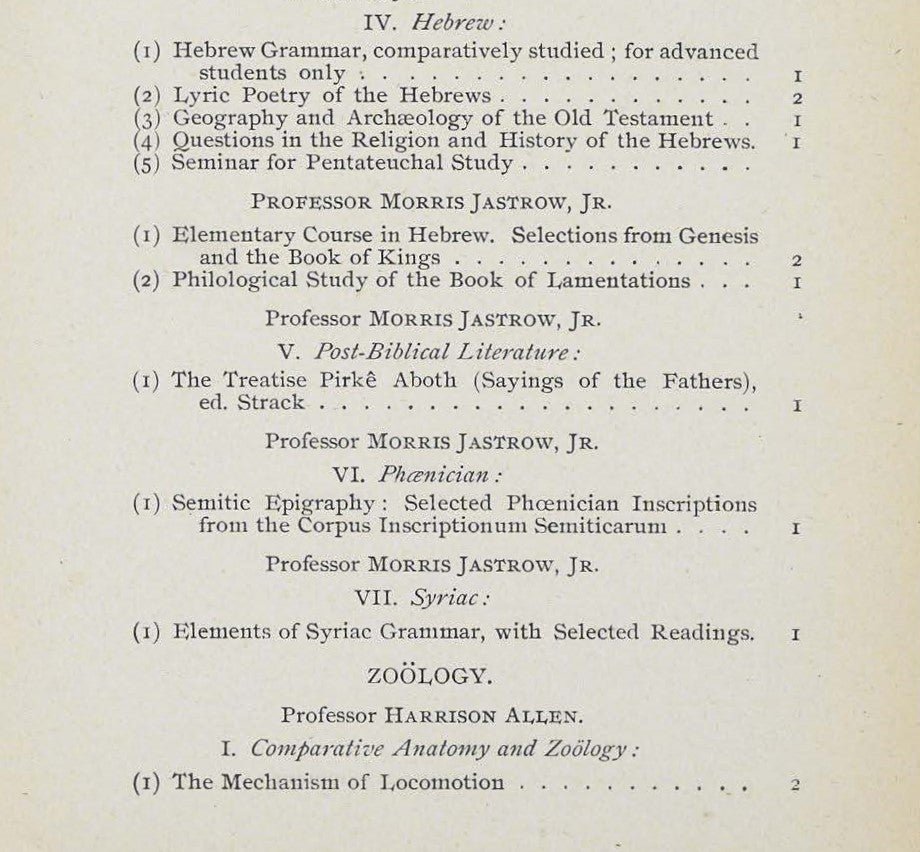 Catalogue 1892-93, Hebrew Courses