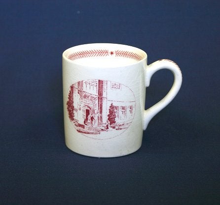 Wedgwood china, cup depicting Bennett Hall Entrance, 1940