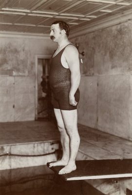 George Kistler, at diving board, 1900