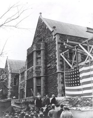 Houston Hall, cornerstone laying and dedication of two major wings, 1938