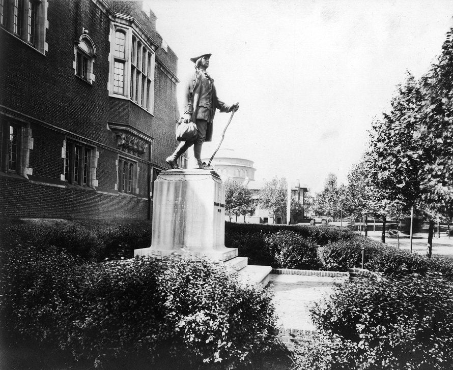 Statue of Young Benjamin Franklin by R. Tait McKenzie, statue and base, 1914