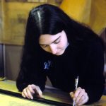 Architecture Lab, woman student, 1980