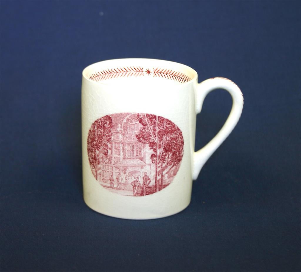 Wedgwood china, cup depicting Houston Hall Porch, 1940