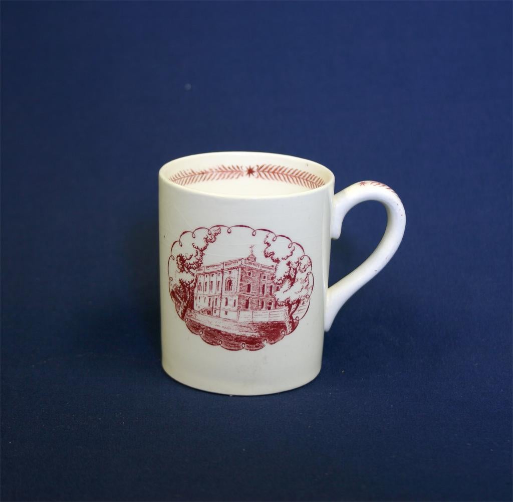 Wedgwood china, cup depicting Presidential Mansion (Ninth Street Campus), 1940