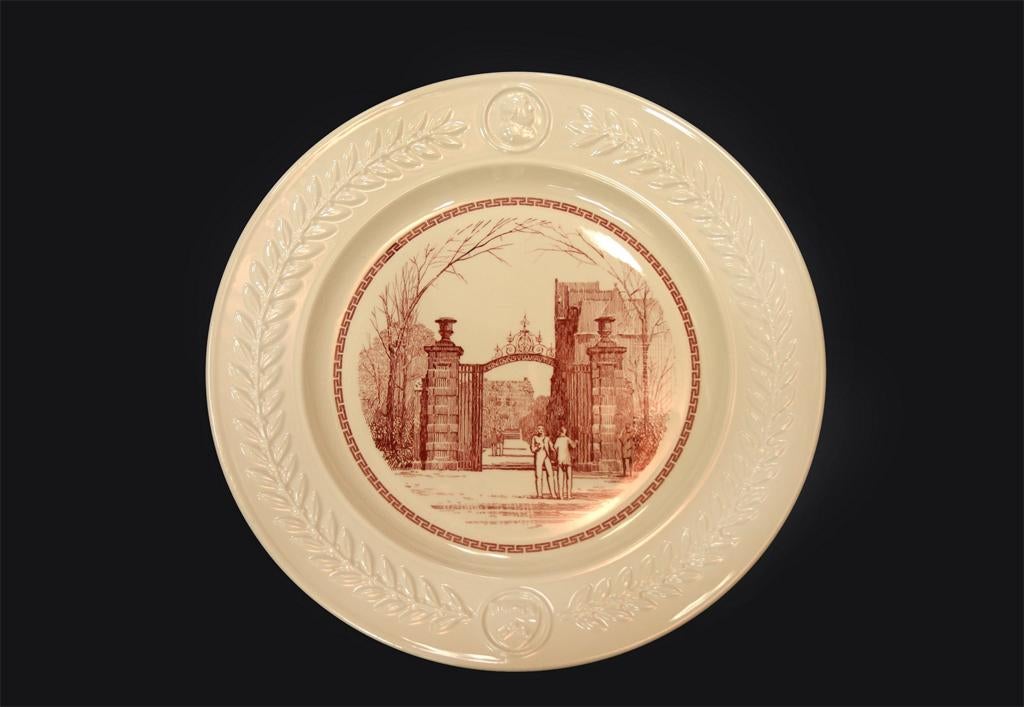 Wedgwood china, plate depicting Class of 1893 Gateway, 1940