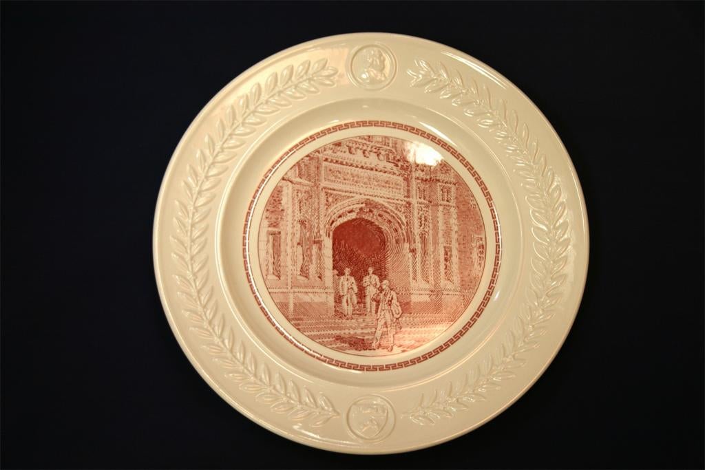 Wedgwood china, plate depicting Evans Institute Portal, 1940